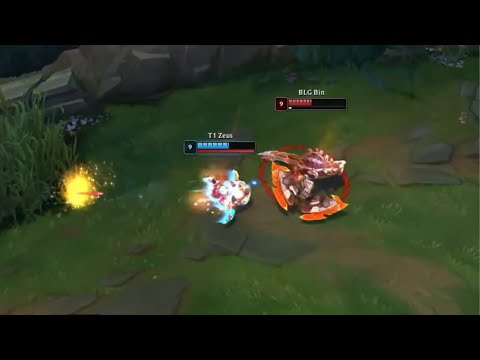 T1 Zeus (Gnar) Perfect Solo Kill vs BLG Bin (Renekton) T1 vs BLG 2023 Worlds