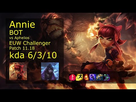 Annie Bot & Yuumi vs Aphelios & Leona - EUW Challenger 6/3/10 Patch 11.18 Gameplay