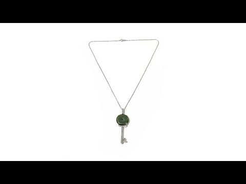 Jade of Yesteryear Nephrite Jade and CZ Key Pendant