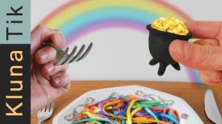 EATING A RAINBOW WITH GOLD!  Kluna Tik Dinner | ASMR eating sounds no talk  oro del arco iris