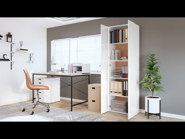 Vidéo teaser pour 800303 vidaXL Office Cabinet High Gloss White 60x32x190 cm Chipboard