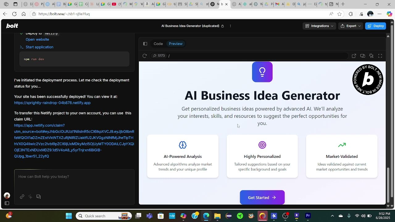 AI Business Idea Generator for World's Largest Hackathon hosted by DEVPOST and StackBlitz