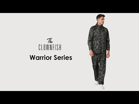 The Clownfish Warrior Pro Series Men\'s Waterproof Polyester Raincoat  (Green Camo, Large)
