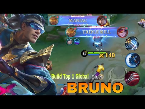 Maniac + 13 Kills!! Bruno Monster Gold Laner (WTF DAMAGE) - Build Top 1 Global Bruno ~ MLBB