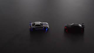 1/76 C74 On-Road RC Car RTR (černá s červeným pruhem)