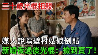 三十歲光棍相親，媒人說隔壁村姑娘倒貼，新婚夜過後光棍笑：撿到寶了！#情感#故事#奇聞#社會#倫理#男頻