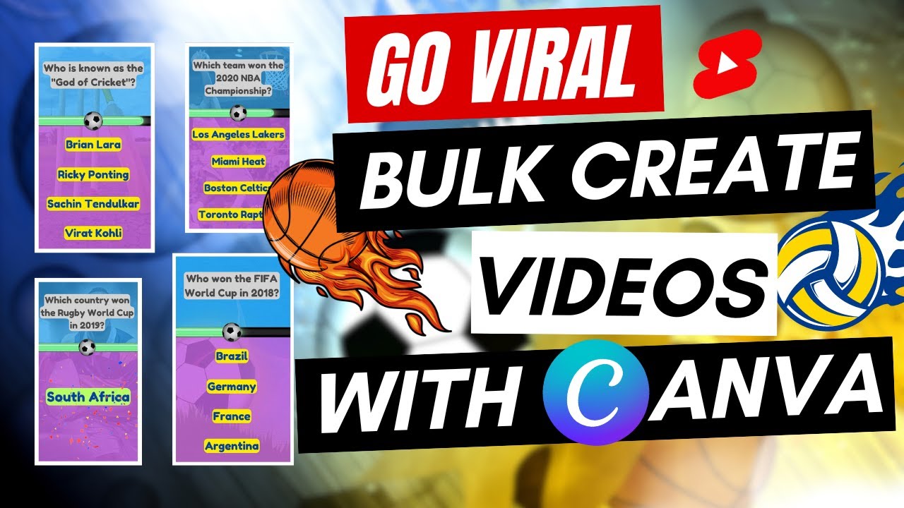 How to Bulk Create Viral Videos for Youtube & Tiktok | Bulk Create Monetizable Sports MCQ Shorts