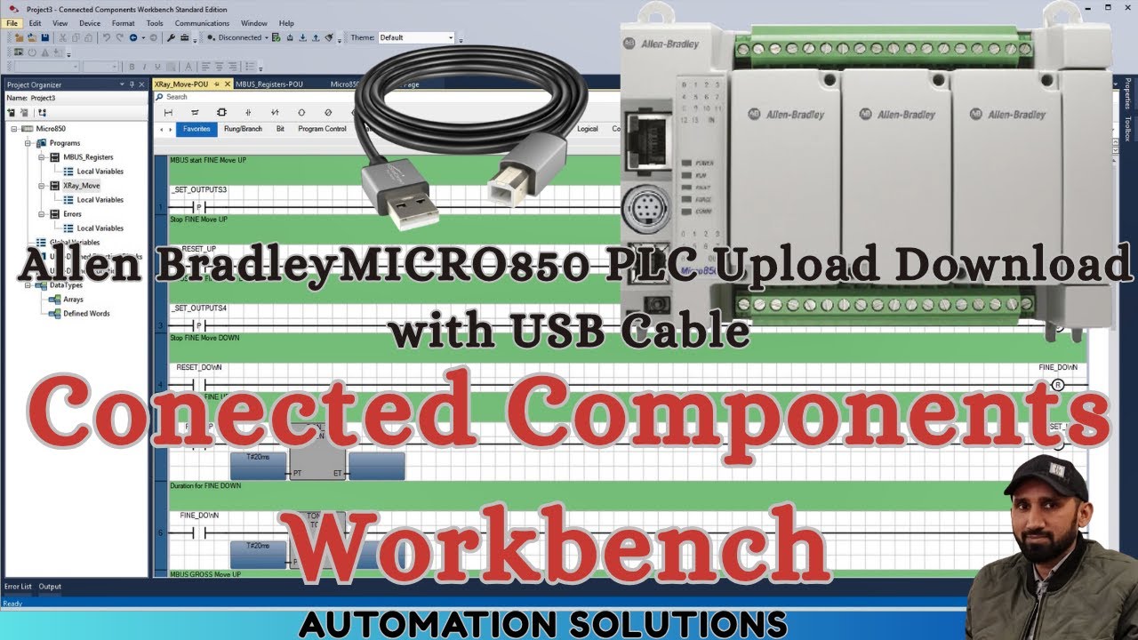Allen Bradley Micro850 PLC Program Upload Download with CCW(Connected Components Workbench) Software