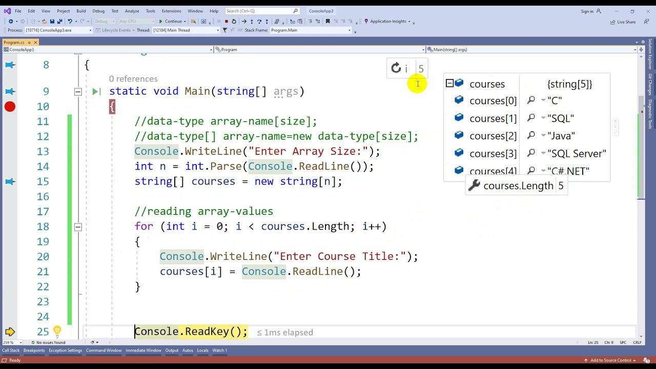 Arrays in C#.NET | Mastering Data Structures | DotNet Academy
