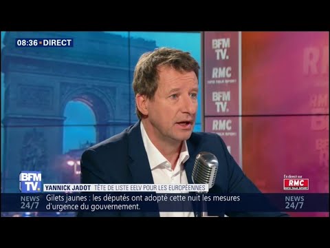Yannick Jadot tête de liste EELV est l'invité de Jean-Jacques Bourdin, à 8h30