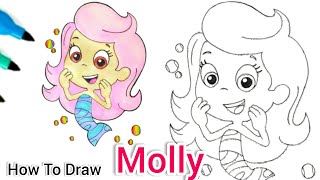How To Draw A Molly From Bubble Guppies Step By Step | Cartooning cute drawings