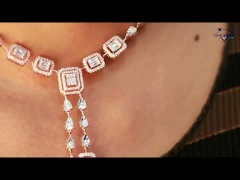 Exquisite 14kt Rose Gold Necklace For Women Showcasing Brilliant VVS Clarity Lab Diamonds
