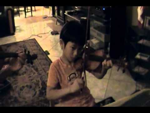 Six-year-old David Hung plays Suzuki Violin Book 1 #14 with Dad