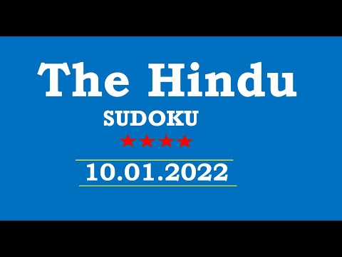 The Hindu  Sudoku Jan 10, 2022 - 4 Star - Solution
