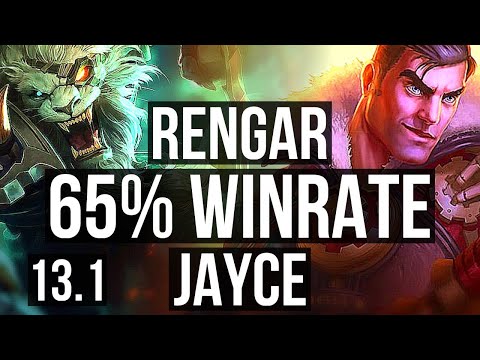RENGAR vs JAYCE (TOP) | Rank 4 Rengar, 11 solo kills, 65% winrate, Dominating | KR Master | 13.1