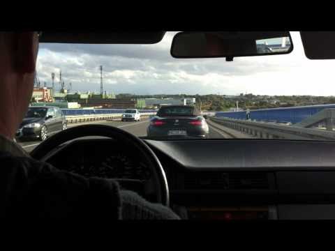 Fahrt über neue Rügenbrücke von Stralsund und an Werft vorbei HQ