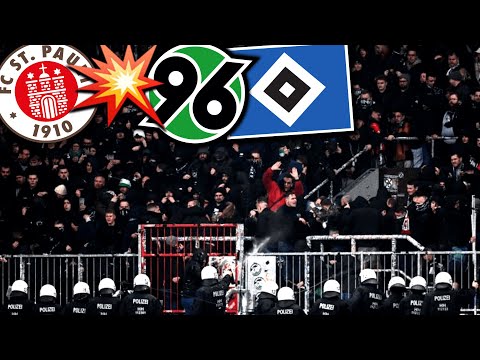 Police storm away section because of HSV banner?! (St. Pauli - Hannover 96)