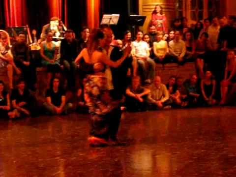  Horacio Godoy  and  Cecilia Garcia  are  dancing  to  the  milonga  "  Portena Linda  "