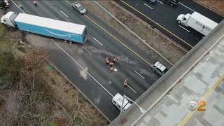 Two Tractor Trailers Collide On I-287 In Parsippany, NJ