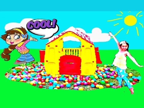 Backyard Rainbow Ballpit Challenge Obstacles Course 2016 Surprise Toys Videos Kids Fun Activities Video