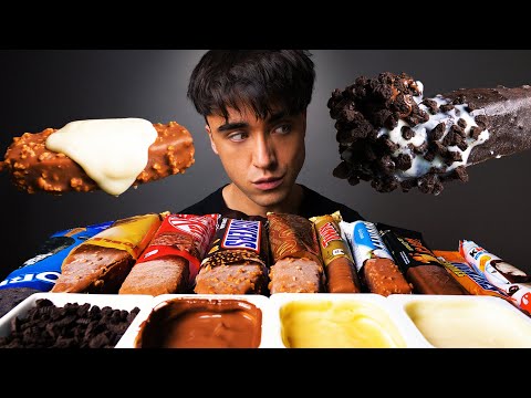 ASMR CANDY ICE CREAM BARS (SNICKERS, OREO, MAGNUM, KINDER, YOGURT MOUSSE) 리얼사운드 먹방 | McBang ASMR