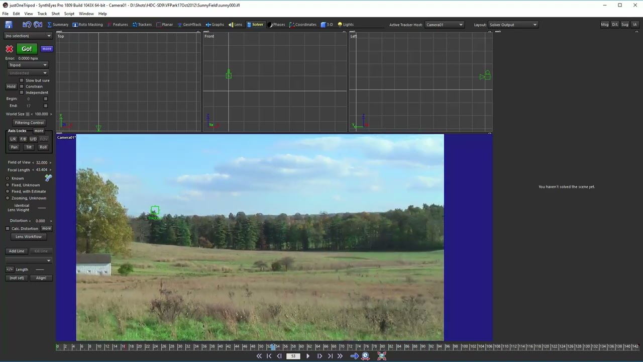 Single- and Few-Tracker Tripod Shots in SynthEyes
