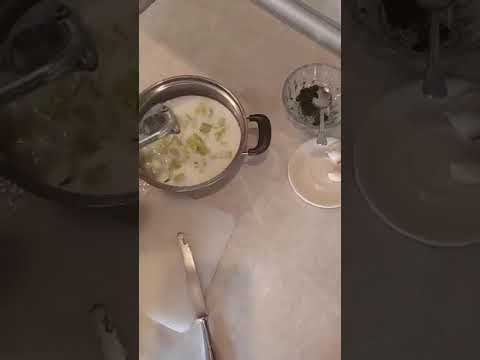 Milk cold soup with cucumber
