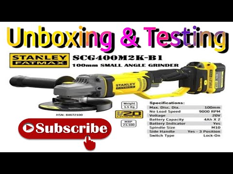 Stanley fatmax 20v 4ah yellow cordless brushed grinder, scg4...
