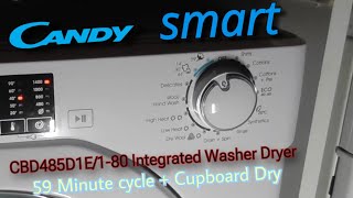 Candy Smart CBD485D1E/1-80 Integrated Washer Dryer - 59 Minute Cycle + Cupboard Dry