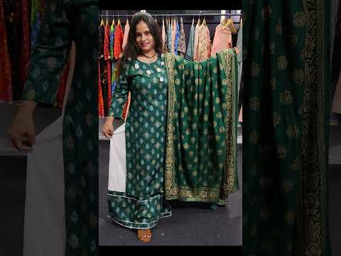 Sanganeri Prints Green Rayon Kurti Skirt Dupatta