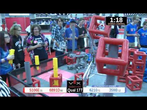 2015 VRC Engr Q177 - 5106E 6891D vs 6210 359B - 57 to 54 - VEX Worlds 2015 - Engineering Division