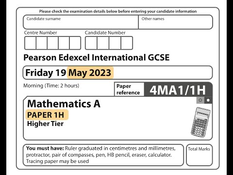 IGCSE Mathematics June 2023 - 4MA1/1H