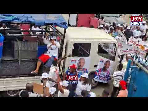 John Boadu arrives with supporters at party hq to file to contest as National Chairman of NPP