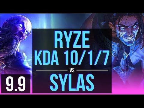 RYZE vs SYLAS (MID) | KDA 10/1/7, 2 early solo kills, Legendary | Korea Grandmaster | v9.9