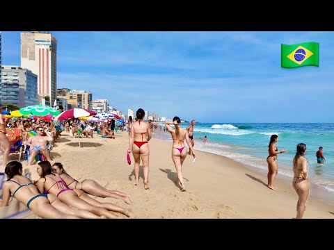 Leblon Beach 🇧🇷 | Rio De Janeiro Coastal Adventure | Brazil 4K Walk Tour