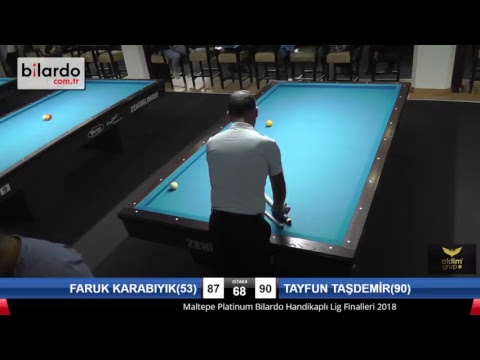 FARUK KARABIYIK(53) & TAYFUN TAŞDEMİR(90) Bilardo Maçı - PLATINUM HANDİKAPLI LİGİ - 2018-2. Tur