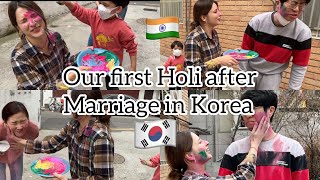 Our first Holi after marriage in Korea 🇰🇷/ Holi Celebration in Korea
