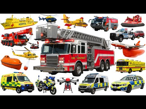 Fire Trucks, Police Cars and Ambulances – Emergency Vehicles for Kids 🚒🚓 | Learn Vehicle Names