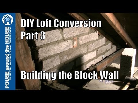 Loft Conversion Part 3 - Building the block wall partition. Block work partition wall.
