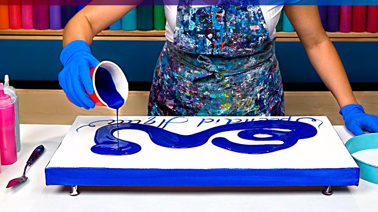 EASY 3D-Effect! 😍 NEW Breaking THROUGH - Deep BLUE + Sparkling Silver - Abstract Art Acrylic Pouring