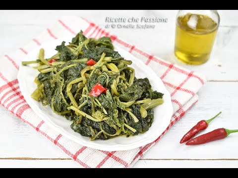 Cime di rapa stufate in padella - piatto povero della cucina meridionale -Ricette che Passione