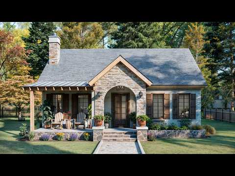 36'x26' (11x8m) Gorgeous 2-Bedroom Cottage House !!! Small House Design Ideas.