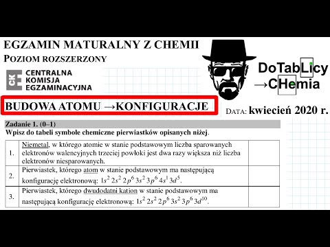 ZADANIE 1 CKE 2020 KWIECIEŃ BUD ATOMU ZNAJDOWANIE PIERWIASTKA NA PODSTAWIE KONF. #chemia #chemistry