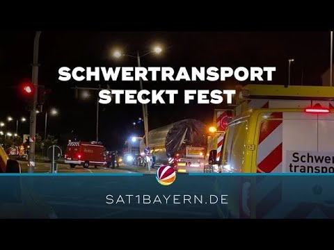Schwertransport steckt fest: Straße in Ansbach blockiert