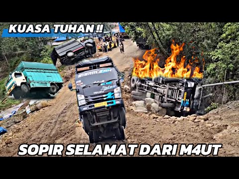 PERTOLONGAN TUHAN MEMANG NYATA ‼️Sopir Selamat Dari B4h4y4 Besar‼️Detik detik Truck T3rb4l1k‼️