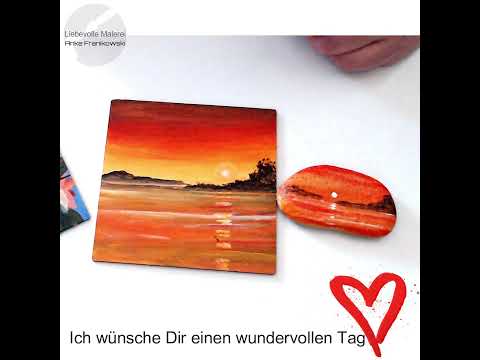 Quickie um 9 | Einen Stein mit Acrylfarbe bemalen. Glücksstein zum Set Abend am See | Acrylmalerei ❤