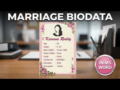 Marriage biodata making tutorial video