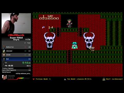 WolfMerrik Super Pitfall Any% 5m 28s NES Speedrun
