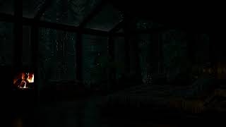 The Ambiance Felt From the Window of the Cabin on a Cold Rain Day💦😴Warm, Relaxing Fireplace