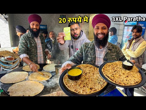Sirf 20/- Punjab ka 3XL Brkfst 😍 HEAVY DUTY Paratha | Street Food India
